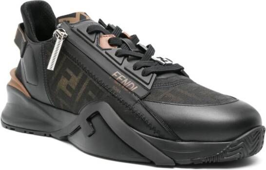 FENDI Flow FF-jacquard leather sneakers Black