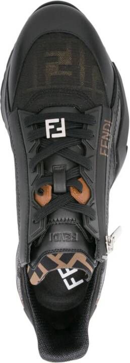 FENDI Flow FF-jacquard leather sneakers Black