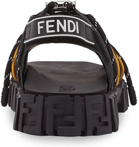 Fendi Force leather and mesh sandals Black