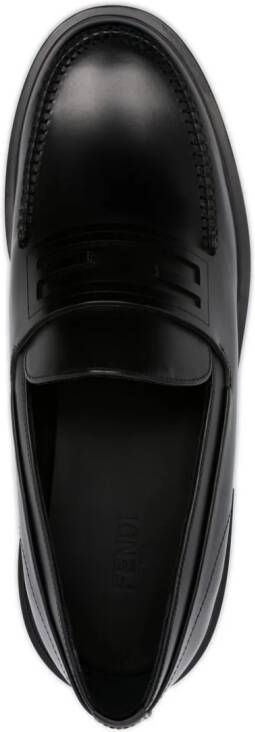 FENDI Frame leather loafers Black