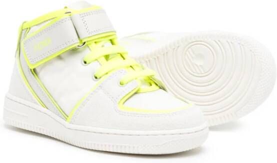 Fendi Kids contrast-trim panelled suede sneakers White