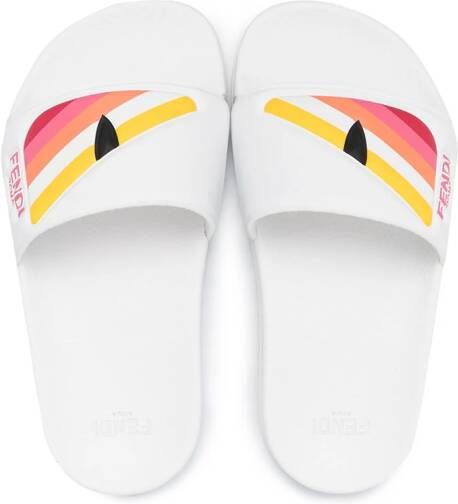 Fendi Kids Eye-motif slide sandals White