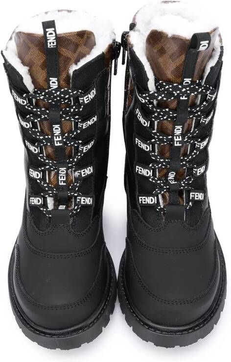 Fendi Kids FF lace-up boots Black