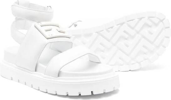 Fendi Kids FF-logo chunky sandals White