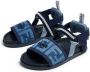 Fendi Kids FF-logo denim sandals Blue - Thumbnail 4