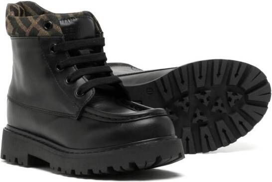 Fendi Kids FF logo-detail leather boots Black