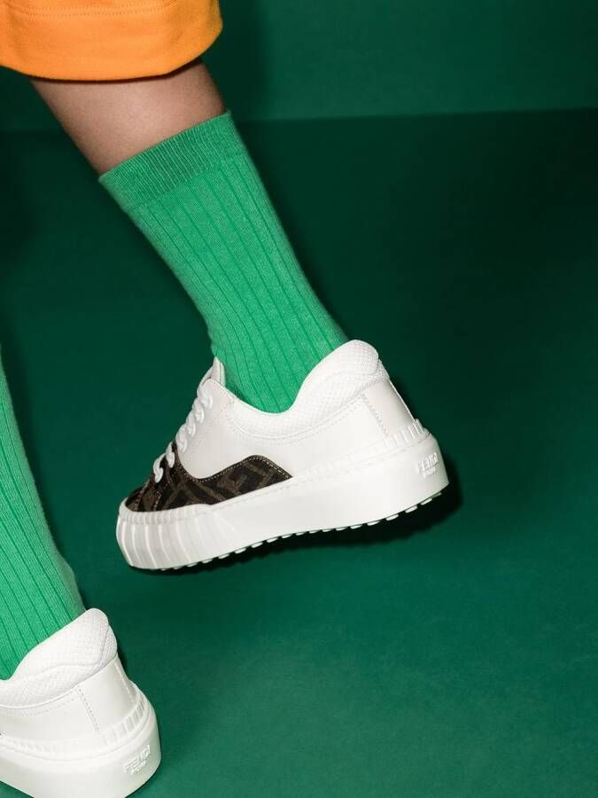 Fendi Kids FF-logo panelled sneakers White