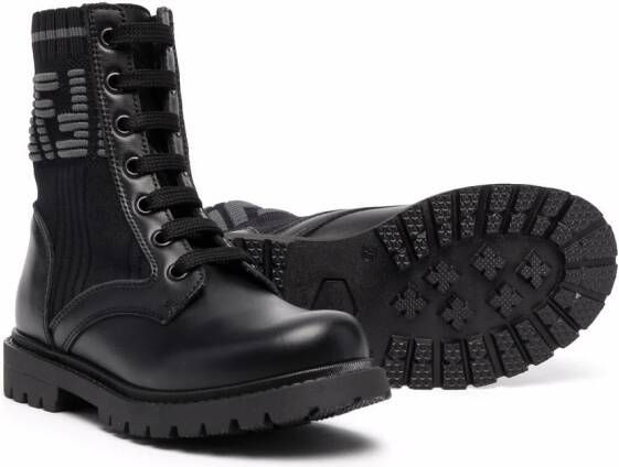Fendi Kids FF-logo print boots Black