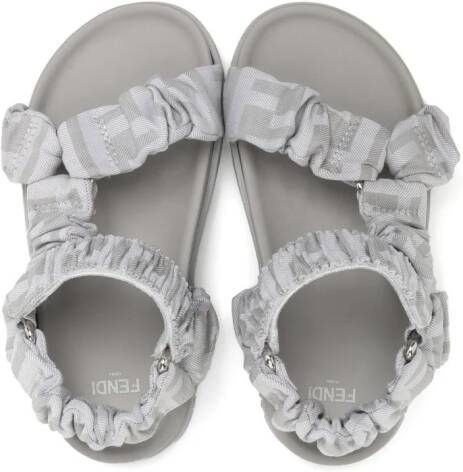 Fendi Kids FF-motif open-toe ruched sandals Grey