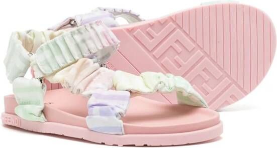 Fendi Kids FF ruched touch-strap sandals Pink