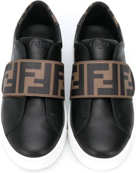 Fendi Kids FF touch strap sneakers Black