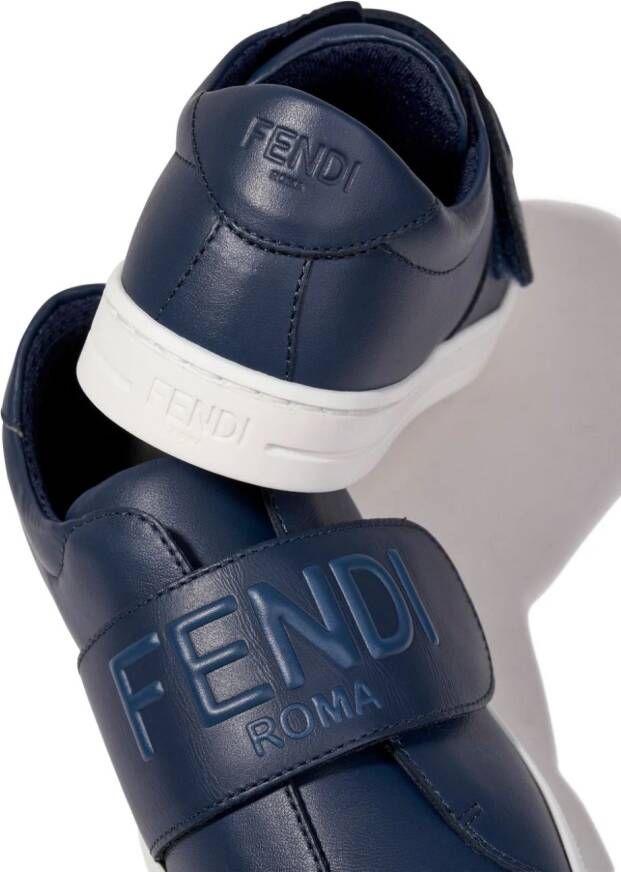 Fendi Kids logo-embossed leather sneakers Blue