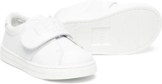 Fendi Kids logo-embossed leather sneakers White