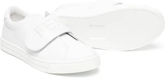 Fendi Kids logo-embossed leather sneakers White