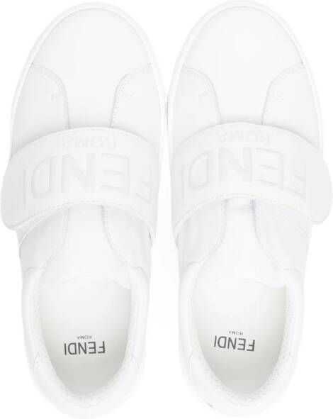 Fendi Kids logo-embossed leather sneakers White