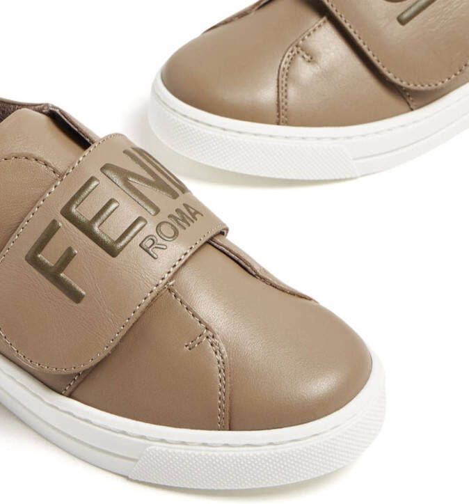 Fendi Kids logo-embossed sneakers Neutrals