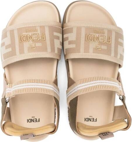 Fendi Kids logo-embroidered sandals Neutrals