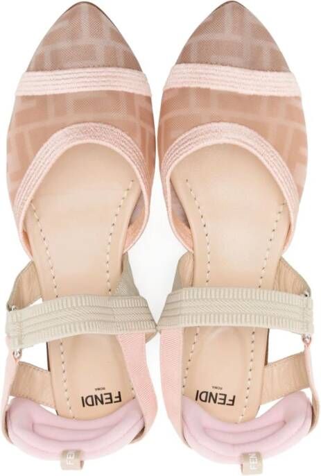 Fendi Kids logo-jacquard panelled sandals Pink
