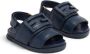 Fendi Kids logo-patch leather sandals Blue - Thumbnail 4