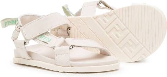Fendi Kids logo-patch touch-strap sandals White