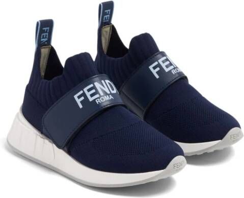 Fendi Kids logo-print mesh sneakers Blue