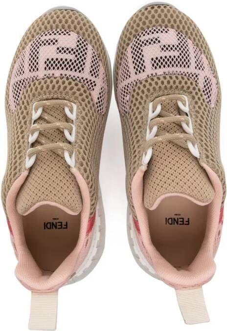 Fendi Kids monogram-print low-top sneakers Pink