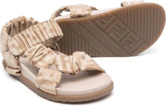 Fendi Kids ruched touch-strap sandals Neutrals