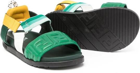 Fendi Kids stripe-detail strappy sandals Green