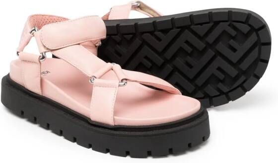 Fendi Kids touch-strap fastening sandals Pink