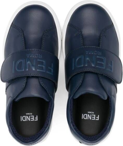 Fendi Kids touch-strap leather sneakers Blue