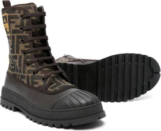 Fendi Kids Zucca monogram ankle boots Brown