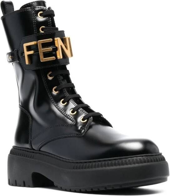 FENDI lace-up ankle boots Black