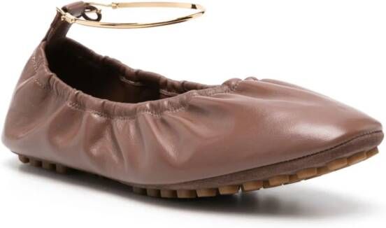 FENDI leather ballerina shoes Brown
