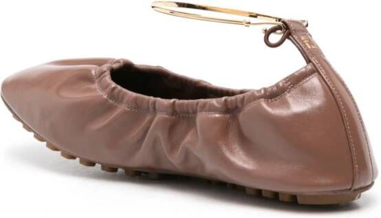 FENDI leather ballerina shoes Brown