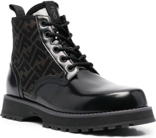 FENDI leather biker boots Black