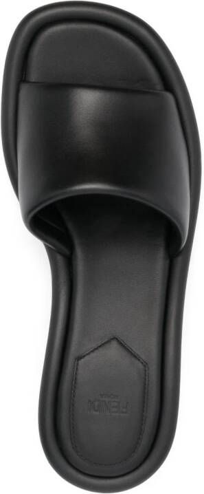 FENDI leather logo-detail mules Black