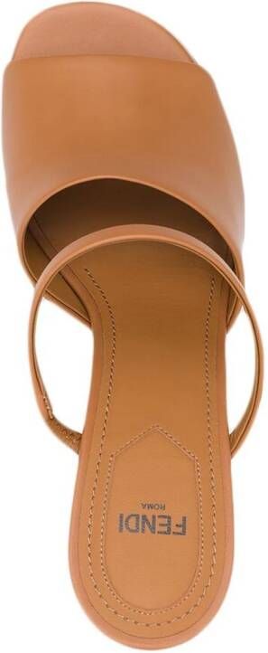 FENDI leather wedge-heel mules Brown