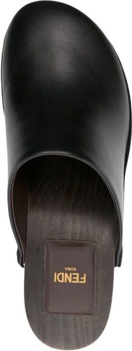 FENDI logo block-heel mules Black