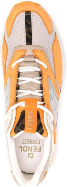 FENDI logo-embossed low-top sneakers Orange