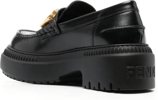 FENDI logo-lettered chunky-sole loafers Black