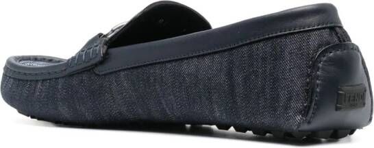 FENDI logo-plaque leather loafers Blue