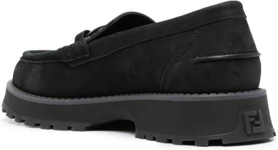 FENDI logo-print leather loafers Black