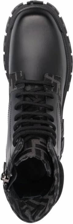 FENDI monogram pattern lace-up boots Black