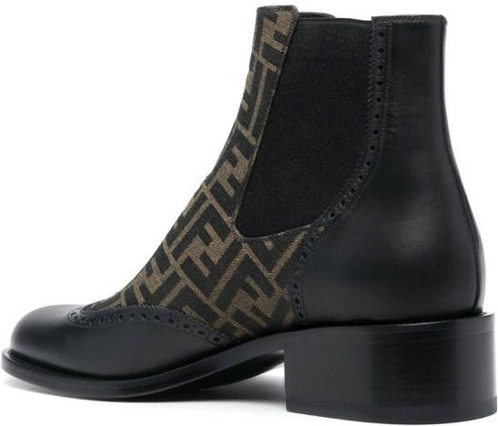 FENDI monogram-pattern leather ankle boots Black