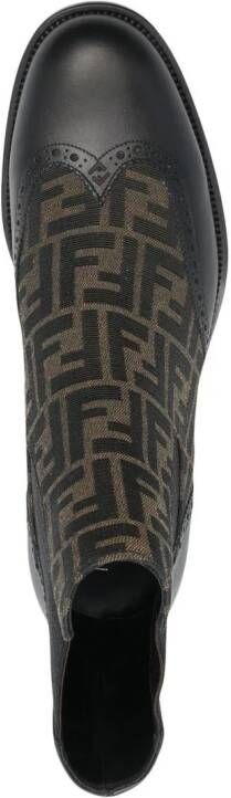 FENDI monogram-pattern leather ankle boots Black