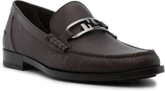 FENDI O Lock leather loafers Brown