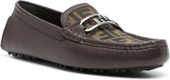 FENDI O'Lock leather loafers Brown