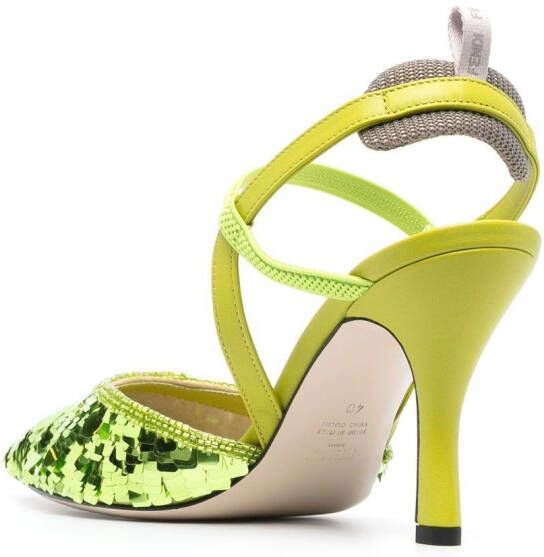FENDI sequinned point-toe pumps Green
