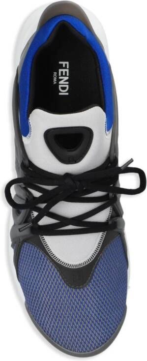 FENDI Tag lace-up panelled sneakers Blue