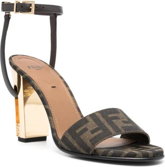 FENDI Zucca monogram heeled sandals Brown